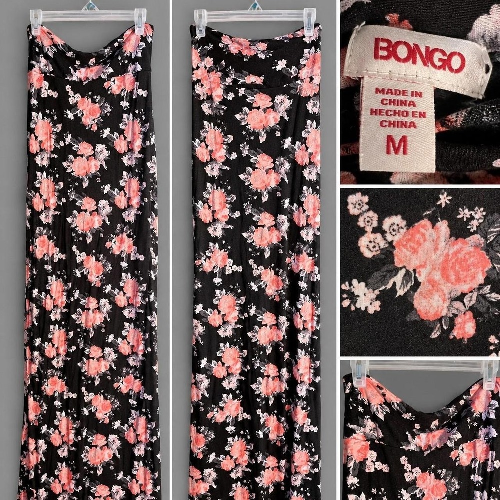 Bongo Black Floral Maxi Skirt Size Medium